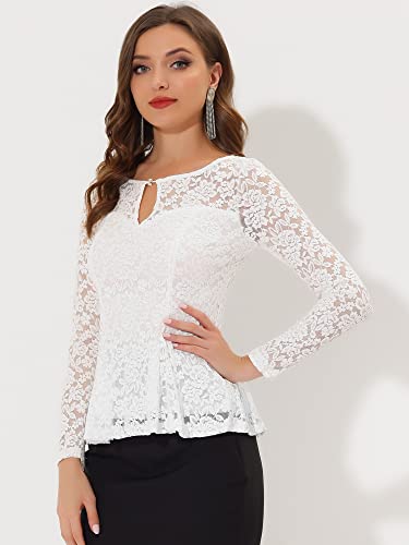 Allegra K Women's Dressy Top Formal Wedding Guest Long Sleeve Lace Peplum Blouse X-Large White by Allegra K - Used condition - Image 4