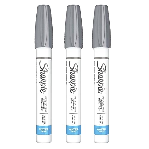Sharpie Water Based Poster Paint Marker, Medium Point, Metallic Silver, 3 Pack #TOP30