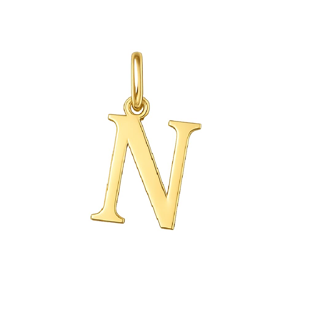 Rodium – Buchstabenanhänger N aus 585er Gelbgold – 14-Karat-Initialen-Anhänger für Halskette oder Armband – Geschenk für Frauen – hergestellt in Italien