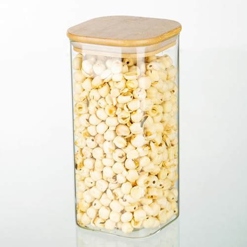 LUGZEY 10-Pack Square Glass Jars with Airtight Bamboo Lids Labels and Chalk Kitchen Storage Jars for Pasta Spaghetti Cereals Grains Sugar Spices and Cookies, 3 Sizes (2100ml,1400ml.750ml) - Image 5
