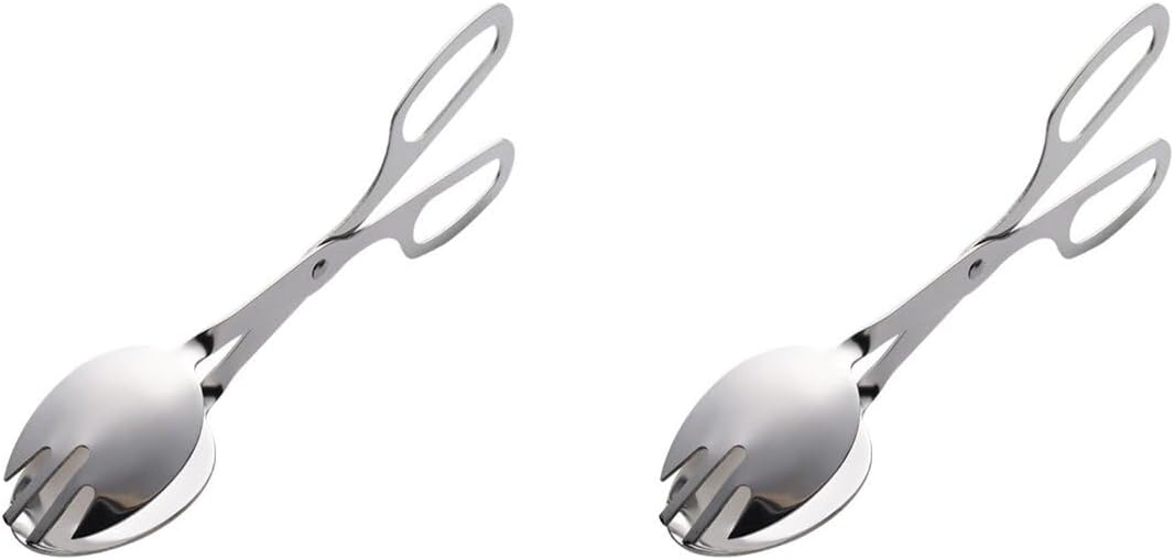 UPKOCH 2pcs Stainless Steel Salad Tongs Food Serving Clip for Buffets Desserts and Salads Professional Kitchen Utensils -skid Grip and Easy