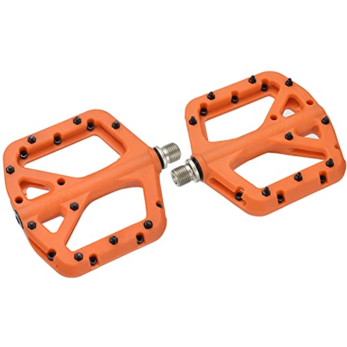 Fifty-Fifty Mountain Bike Pedals, Non-Slip Mtb Nylon Fiber Pedals, 9/16" Bicycle Pedals, Lightweight And Wide Flat Platform Pedals (Orange) #TOP5