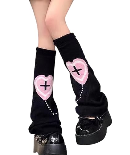 Image of WODECASA Girls Kawaii Leg Warmers Knitted Flared Leg Sleeves Goth Crochet Baggy Cuff Ankle Heap Socks