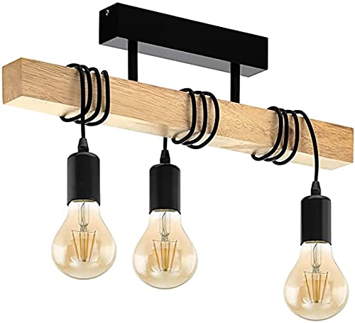 Luz colgante de techo de madera con casquillo E27 regulable para salon 2