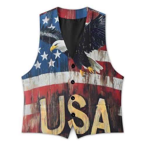 U.S Flag USA E-agle Mens Slim Fit Suit Vest Dress Waistcoat Casual Business Vest3