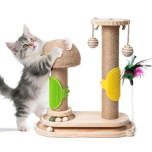 Rascador para gatos 5 en 1 con torre y juguete colgante miniatura 1
