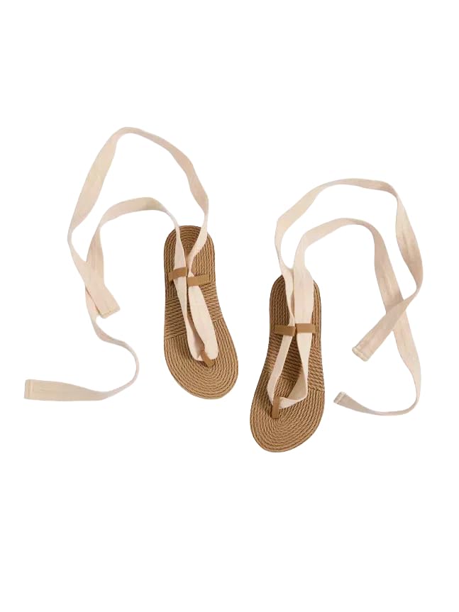 GORGLITTER Women's Lace Up Thong Flat Sandals Tie Up Beach Vacation Slide Sandals