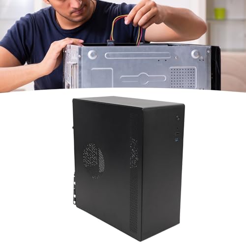 Gabinete para computadora de escritorio metálico resistente y espacioso para gaming y oficina 330x290x145mm negro miniatura 2