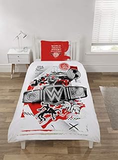 Coco Moon WWE World Heavy Weight Kids Single Or Double Bed Duvet Bedding Set Genuine Wrestling Bedroom Merchandise (Single)