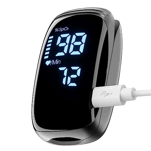 Pulse Oximeter Fingertip, Pulse Oximeter Rechargeable,Pulse Oximeter With Rechargeable, Fingertip Blood Oxygen Saturation Monitor Rechargeable, Accurate Fast Spo2 Reading (Black) #TOP6