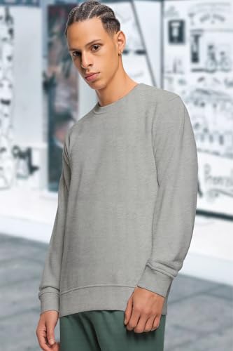 Image of Amazon Brand - Anarva Men's Cotton Sweatshirt | Regular Fit Winter Pullover for Men | Casual Crew Neck Full Sleeve Sweatshirt for Everyday & Outdoor Wear