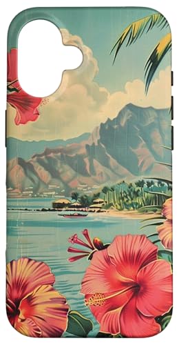 Vintage Hawaii Kauai Beach Flowers Aesthetic Art Case for iPhone 16