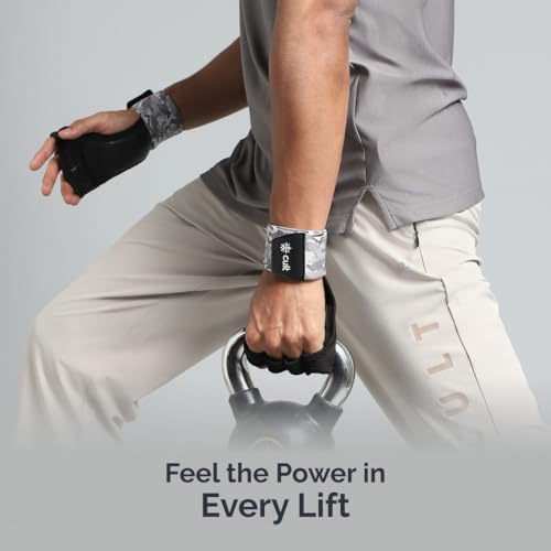 Image of CULT Leather Gym Gloves with Wrist Wrap Support for Weightlifting & Powerlifting | Heavy Duty Leather Half Finger Workout Gloves for Men & Women, Anti-Callus Gym Grip (Size S-M)