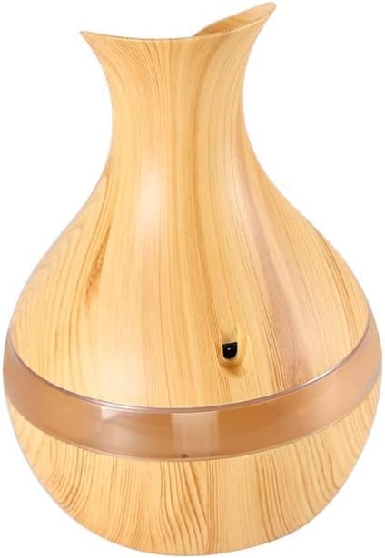 mobigon Wood Cool Mist Ultrasonic Humidifier for Room Moisture, Aroma Diffuser for Home, 300ml Essential Oil Diffuser with 7 Colorful Night Light, Auto Shut-Off, Home, Office, car (C.Light Brown)