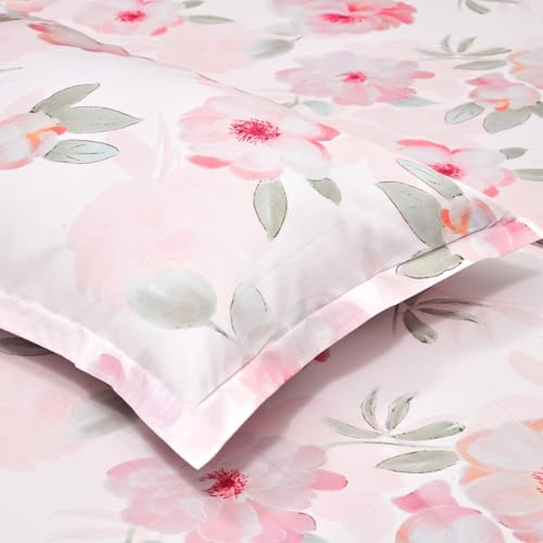 Image of Haus & Kinder Bedsheet King Size 300 TC Tencel King Size Bedsheet Cotton, Flat Bedsheet for Kind Size Bed Silky-Soft (108x108 Inches) - Fleur Elysee
