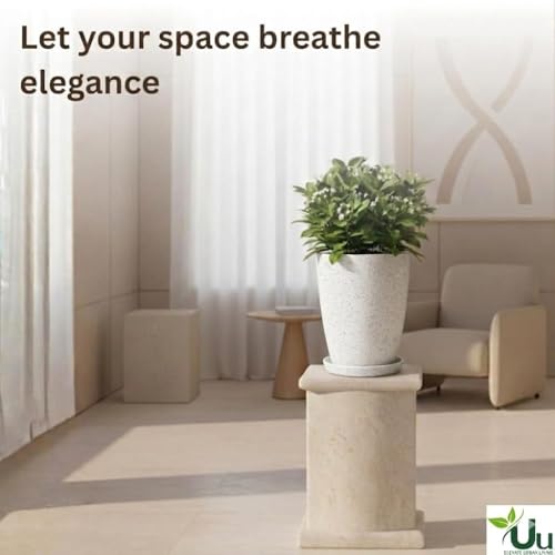Image of Urban Upvan 14 Inch Tower Pot with Tray (White) with Vermicompost | Large Round Flower Pot | Durable Lightweight Plastic Planter for Indoor Outdoor Plants, Balcony & Garden, (Pack of 1)