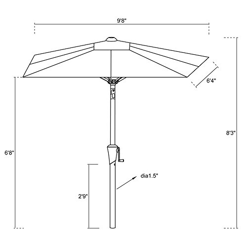 FLAME&SHADE 6.5 x 10 ft Rectangular Outdoor Patio Umbrella with Tilt - Beige
