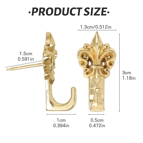 Image of 20 Pieces Push Pin Hangers,Push Pins for Wall,Decorative Thumb Tacks for Hanging,Zinc Alloy Pin Hooks Picture Hanging Nails for Home Office Fabric Wall Wooden (Gold)