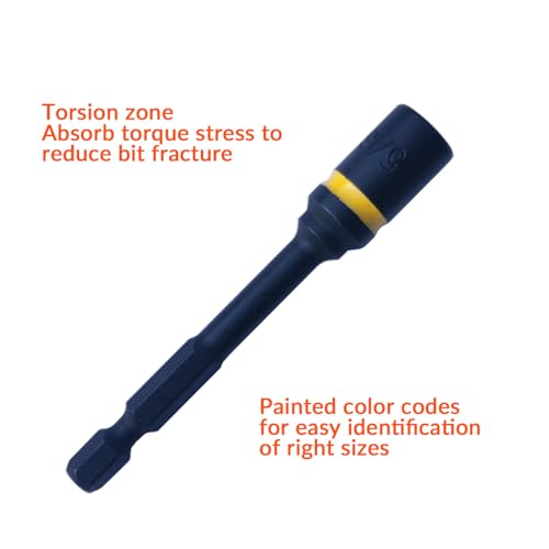 NordWolf Conjunto de chaves de porca de impacto magnético SAE de 6 cm, aço S2, com ímã de força indu