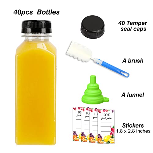 Moretoes 40pcs 12oz Empty Plastic Juice Bottles with Caps, Bulk Clear Beverage Containers for Juicing Drinking Milkshake Tea and Other Beverages - Thumbnail 3