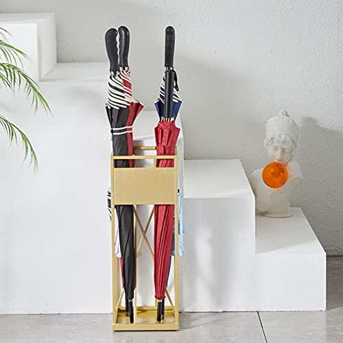 Range-parapluie étanche et antirouille en métal doré petit modèle pour entrée