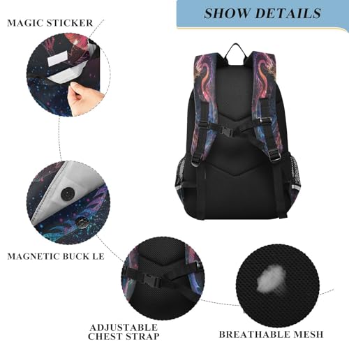 Sac à dos ordinateur portable enfants Dragon Magic grand compartiment pour collégien lycéen B376 - 5