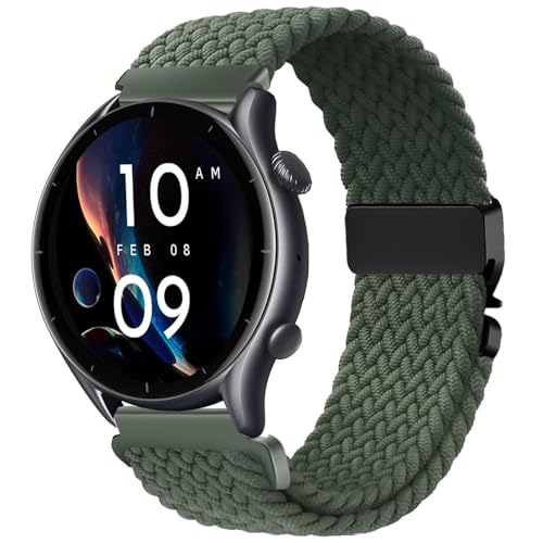 VELULYX Bracelet tressé nylon compatible Amazfit GTR 47mm/2/2e/3/3 Pro/GTR 4/4 Pro/Stratos 3/Stratos 2, Bracelet élastique 22MM pour Xiaomi S1/Xiaomi Mi/S1 Active/S3/Watch 2