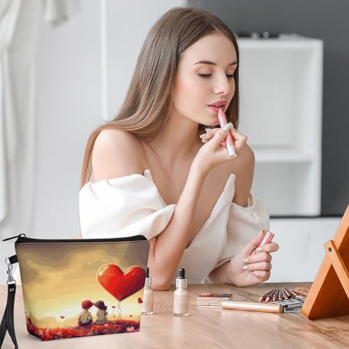 Bolsa de maquillaje Love Couple de piel sintética con cremallera y acabados de alta calidad 6
