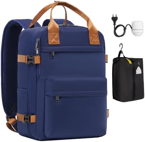 COOLIFE Vakuum Rucksack Handgepäck 45x36x20 EasyJet Eurowings Vakuumpumpe | Abnehmb.Vakuumbeutel, 50%mehrPlatz, Laptopfach 17 Zoll, wasserdicht – Wochenendtrip, Städtetrip & Kurzur