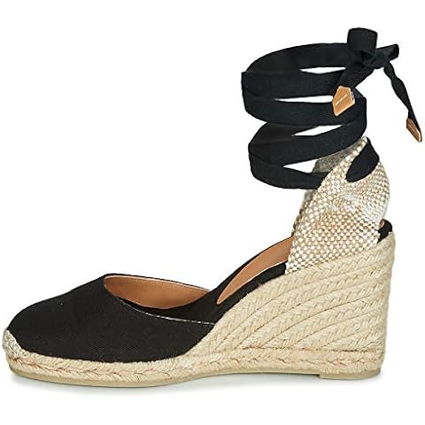 Castañer | Espadrille with Wedge Carina Made in Canvas 9 cm | Woman | Black | 36 Cover