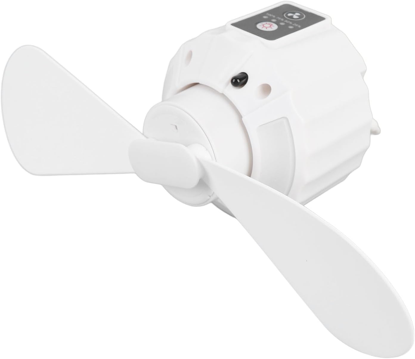 USB Powered Ceiling Fan with Rechargeable Battery and LED Light, Portable Two - Blade Tent Fan with Remote Control - Quiet 3 - Speed Settings, USB Charging for Camping, Dorms, Hi