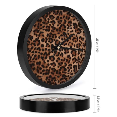 Horloge murale moderne imprimé léopard décorative et ronde à quartz
