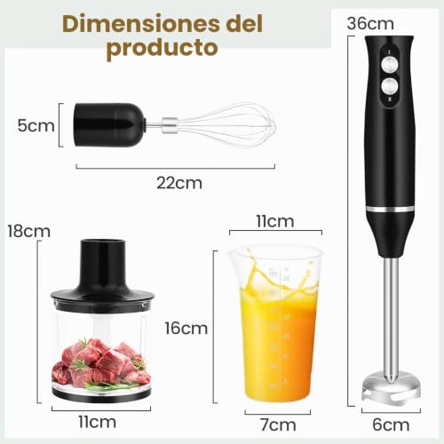Minipimer de acero inoxidable ideal para smoothies caseros y purés 4