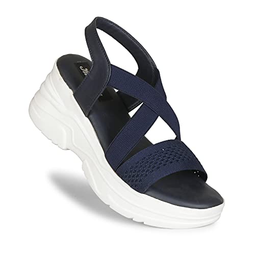 Image of Stylish Girl's High Heel Criss Cross Chunky Sole Casual Fashion Wedges Sandal For Women /Girls Ankle Strep Sandal