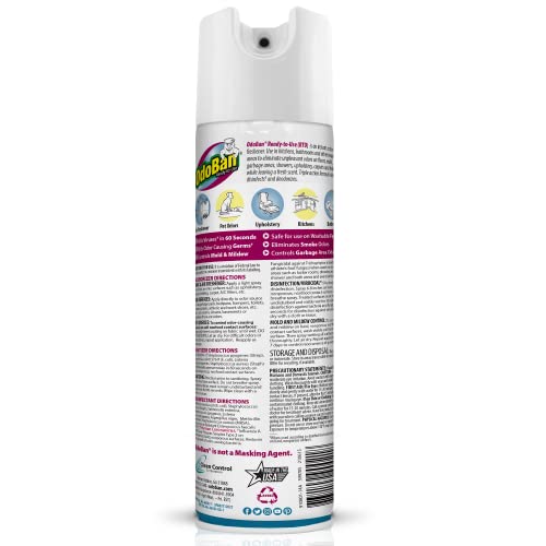 Image of OdoBan Ready-to-Use 360-Degree Continuous Spray Disinfectant & Harsh Aroma Eliminator, Fabric & Air Freshener, Made in the USA, Cotton Breeze Scent, 14.6 Ounces, 6 Pack