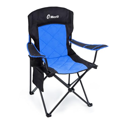 EMERIT Camping Chair, 350LB Heavy Duty Quad Fold Chair with...