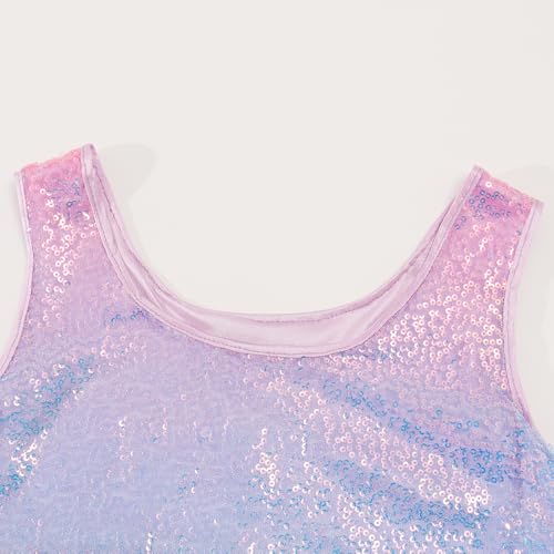 Image of Noomelfish Girls Sequin Tank Tops Sparkly Glitter Dance Sleeveless Shirt (5-12 Years)