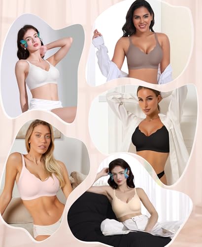 Image of Ganado Seamless Wireless Bras for Women No Underwire Bras Supportive Bralette Padded Comfort T Shirt Bra