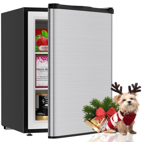 Image of TABU 3.0 Cu Ft Upright Freezer, Mini Freezer with 7 Adjustable Temp,Silver | Freestanding, Energy Saving, Space Saving, Low Noise, Compact Freezer with Removable Shelves