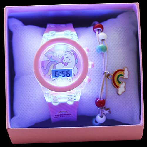 IFUNDOM Montre pour Enfants 2 Pièces Montre Licorne pour Enfants Et Bracelet Licorne Montre Numérique pour Enfant Montre Numérique pour Enfant Cadeau pour Filles de 3 à 10 Ans Cover