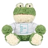 Spreadshirt Frosch Kuscheltier Selbst Gestalten Mit Foto Oder Text | Plüschtier Personalisiert Kuscheltier Frosch Torge, One Size, Weiß