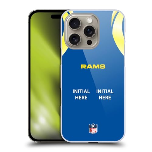 Coque iPhone 16 Los Angeles Rams rigide et fine antichoc avec initiale au choix