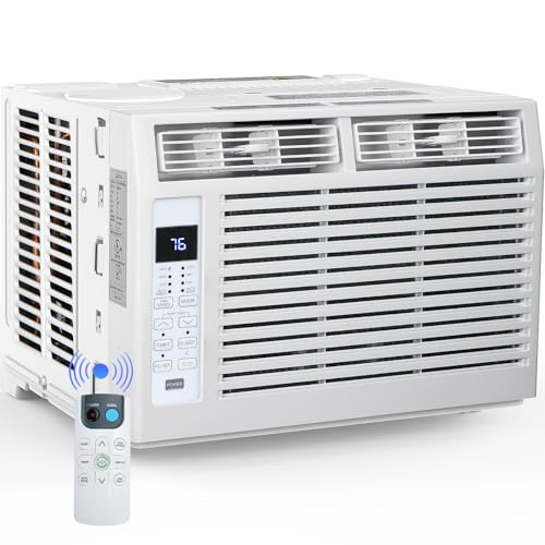 Window Air Conditioner 6,000 BTU, Window Type AC Unit with Cooling, Dry Mode, 4 Fan Speeds, 24-H Timer, Sleep Mode, Cool - Detailed View