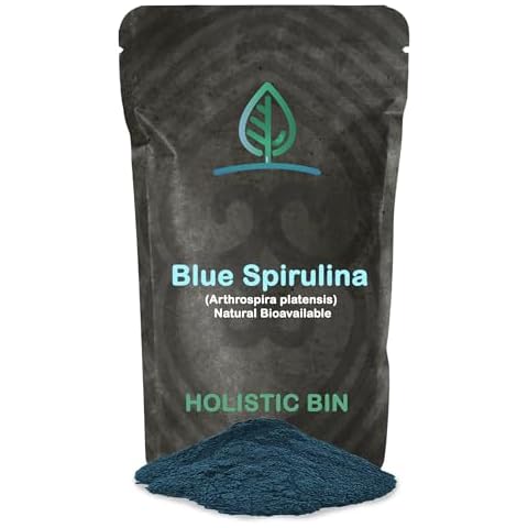 Holistic Bin Blue Spirulina Powder Organic Blue Green Algae Powder for Supplements, Smoothies, & Baked Goods | Rich Source of Vegan Protein, Vitamins, & Phytonutrients (50 Grams) Cover