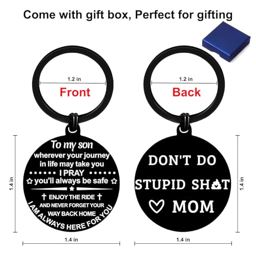 YYQX Son Gifts from Mom to Son keychain Teen Adult Sons Birthday Graduation Christmas Valentines Gifts (Never - From Mom) - image 5