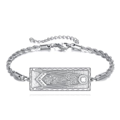 Bracelet maçonnique argent sterling 925 anti-ternissement