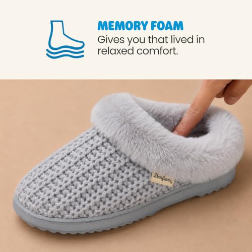 Image of Dearfoams Women's Memory Foam Cozy Soft House Slippers Gifts for Women Hannah Knit Clog House Shoes