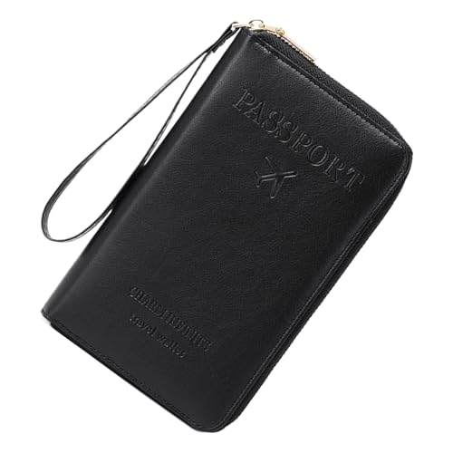 旅行用パスポートホルダー、ポータブル防水ドキュメントチケット収納財布、マルチカードスロットPUレザーパスポートホルダー、トラベルアクセサリー、メンズ、レディースコンパニオン用財布, ブラック。, Refer to description, ユニ。