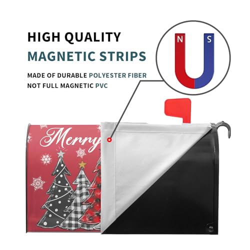 Image of Merry Christmas Mailbox Covers Magnetic Standard Size 25.5 inch X 21 inch Christmas Tree Snowflake Mailbox Wraps Letter Post Box Cover for Home Garden Outdoor Yard