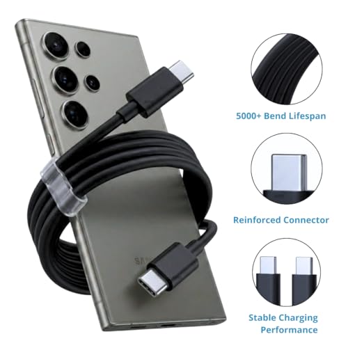 Image of 25W Type C To Type C Black Cable | Compatible For Samsung Galaxy High Speed Data Transfer | Original SuperFast Charging